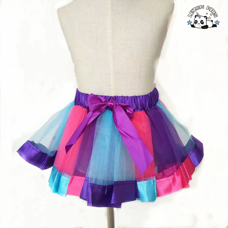 LEZONKIDS - Customizable New Fahion Multi-color Puffy Cute Bow Tulle Girls Tutu Skirt For2-14 Years Old